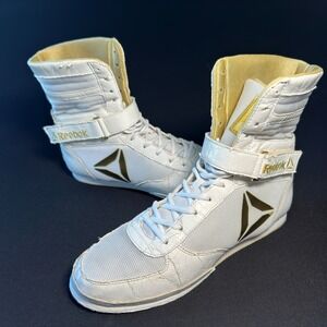 Reebok Boxing Boots Mens 9.5 White Gold Buck Hight Top Strap Yun Bai CN5080